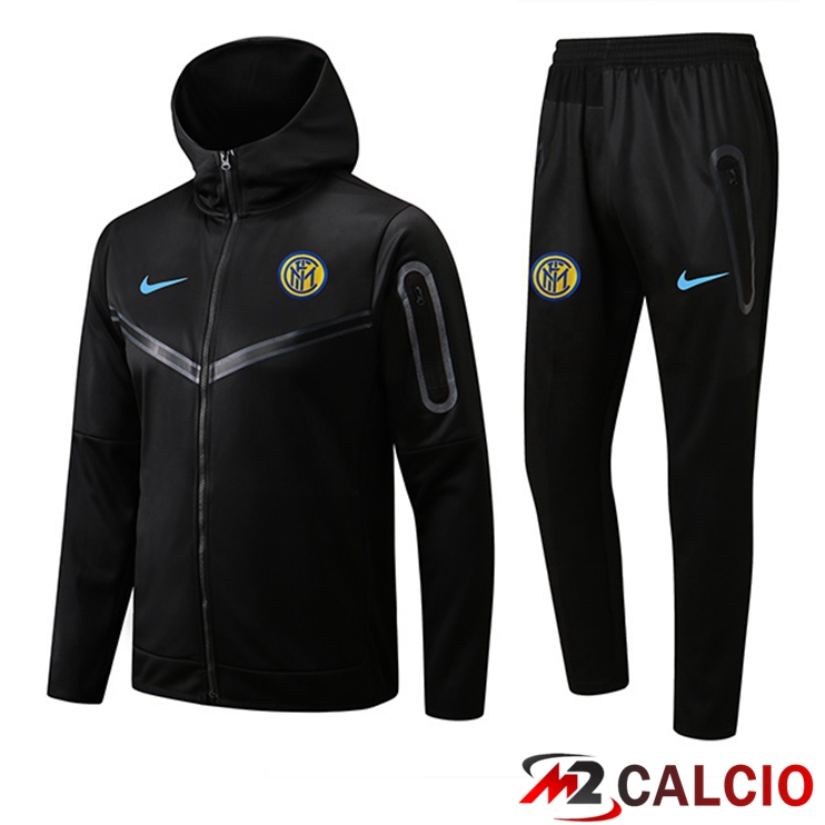 Insieme Giacca Con Cappuccio Tuta Inter Milan Nero 2022/2023