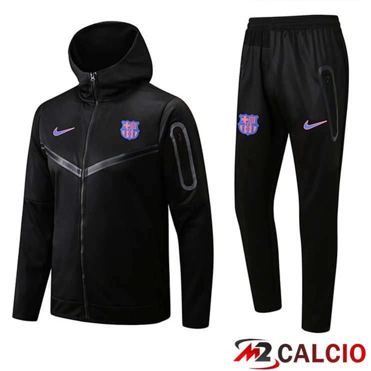 Insieme Giacca Con Cappuccio Tuta FC Barcellona Nero 2022/2023