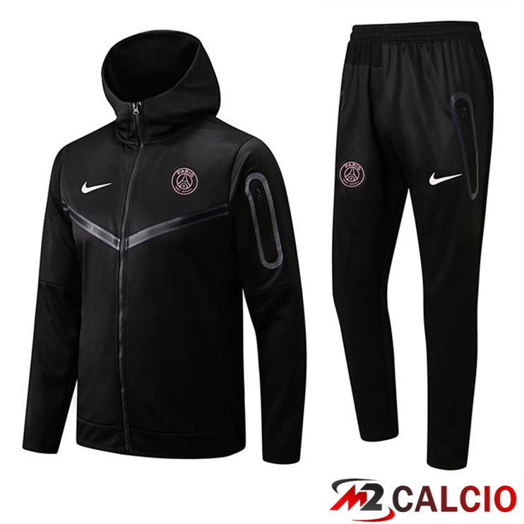 Insieme Giacca Con Cappuccio Tuta Paris PSG Nero 2022/2023