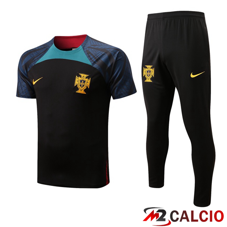 T Shirt Allenamento Portogallo + Pantaloni Nero 2022/2023