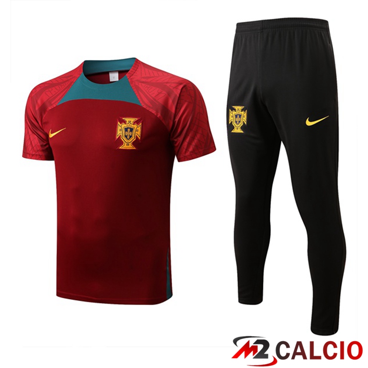 T Shirt Allenamento Portogallo + Pantaloni Rosso 2022/2023