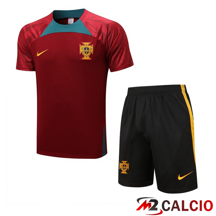 T Shirt Allenamento Portogallo + Pantaloncini Nero 2022/2023