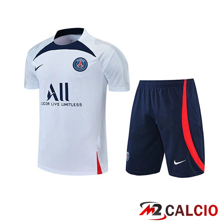 T Shirt Allenamento Paris PSG + Pantaloncini Bianco 2022/2023