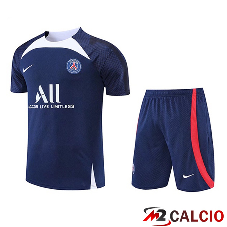 T Shirt Allenamento Paris PSG + Pantaloncini Blu Reale 2022/2023