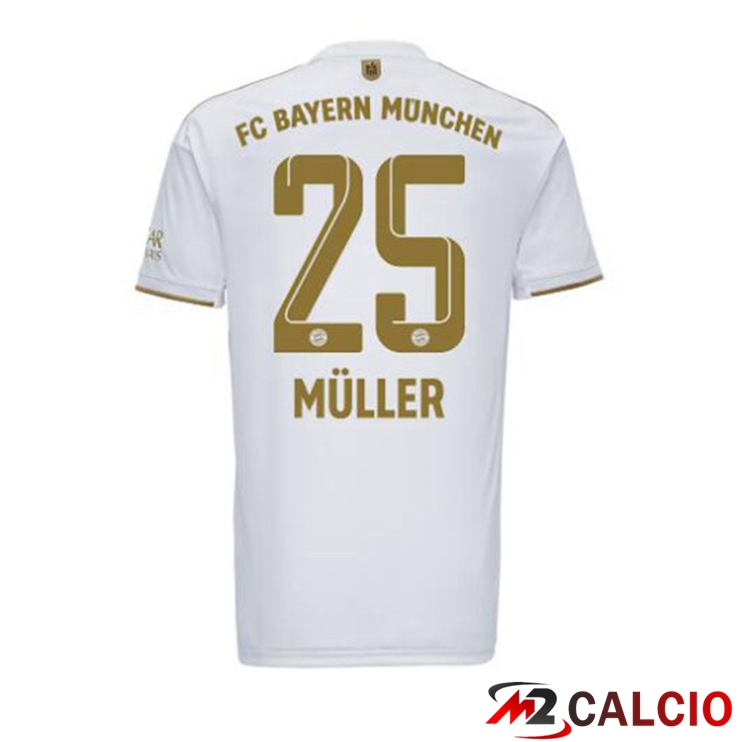 Maglie Calcio Bayern Monaco (Müller 25) Seconda Bianco 2022/2023