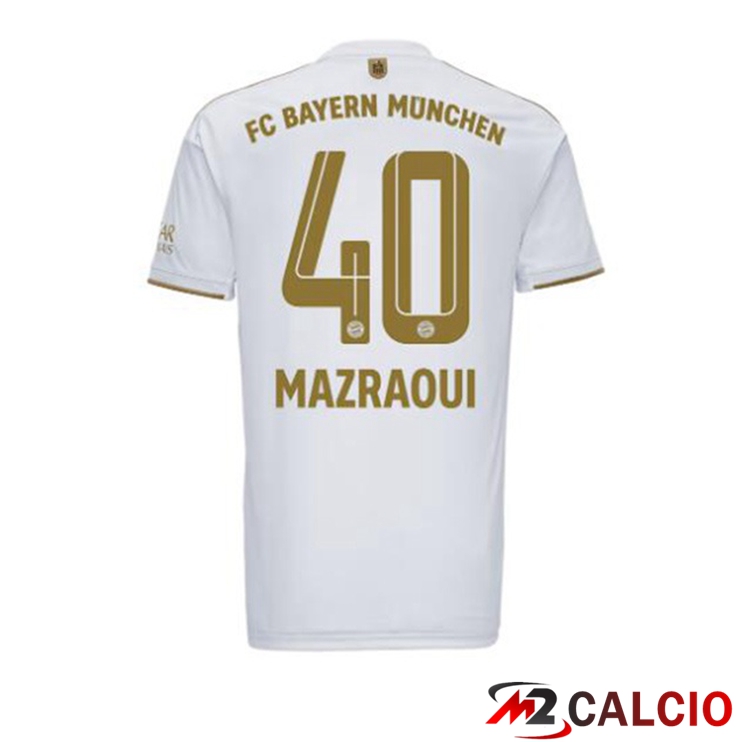 Maglie Calcio Bayern Monaco (Mazraoui 40) Seconda Bianco 2022/2023