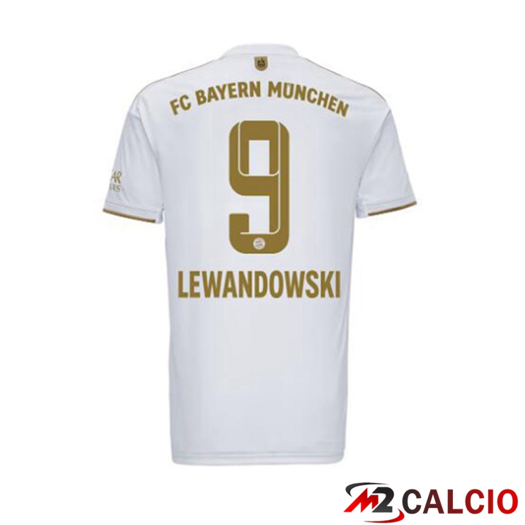 Maglie Calcio Bayern Monaco (Lewandowski 9) Seconda Bianco 2022/2023