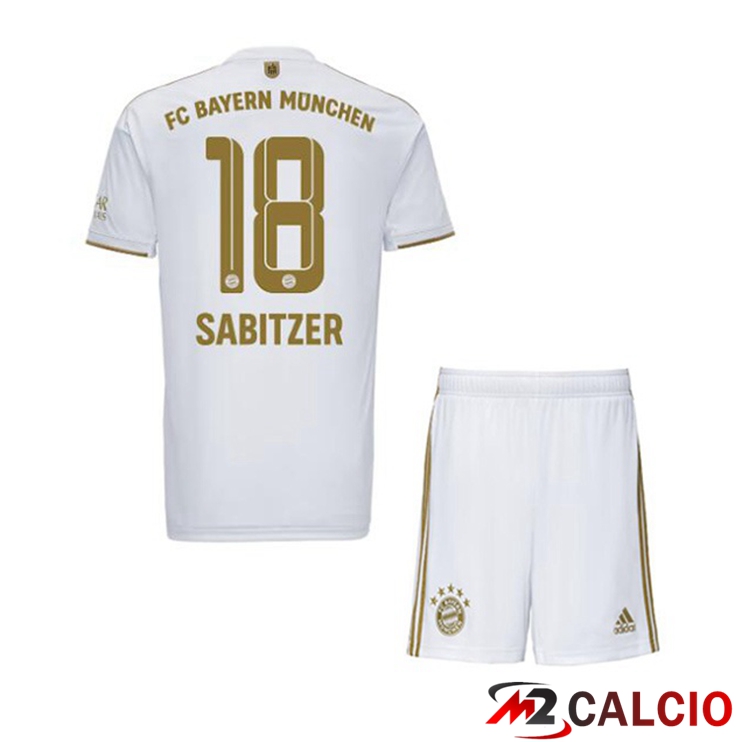 Maglie Calcio Bayern Monaco (Sabitzer 18) Bambino Seconda Bianco 2022/2023