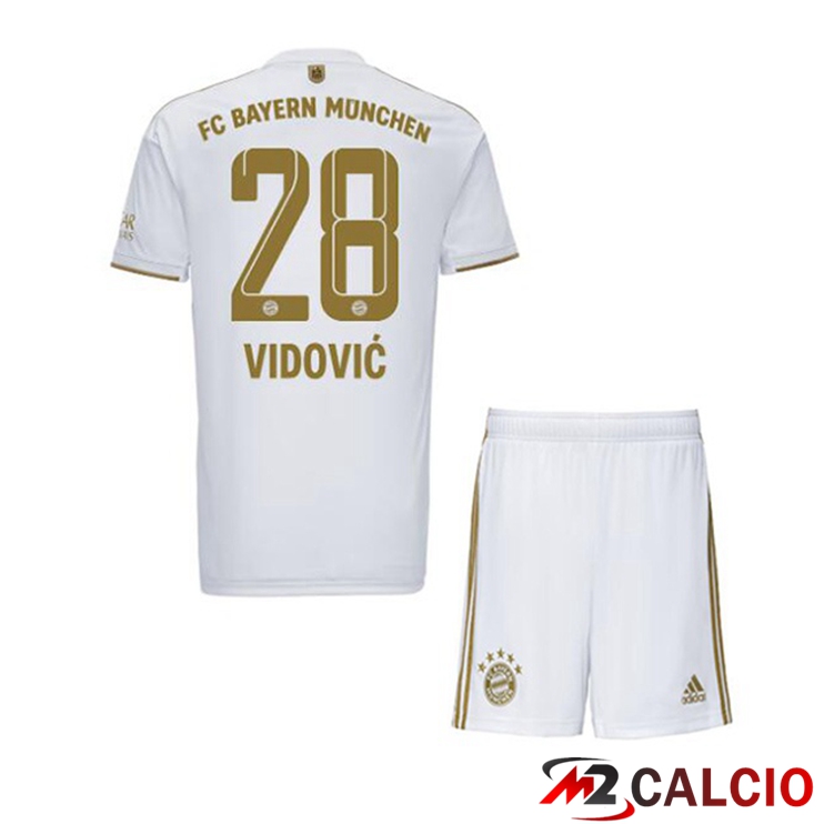 Maglie Calcio Bayern Monaco (Vidović 28) Bambino Seconda Bianco 2022/2023