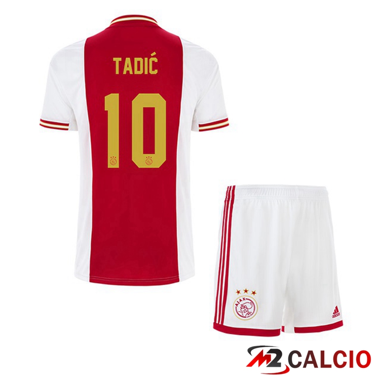 Maglie Calcio AFC Ajax (Tadić 10) Bambino Prima Bianco Rosso 2022/2023