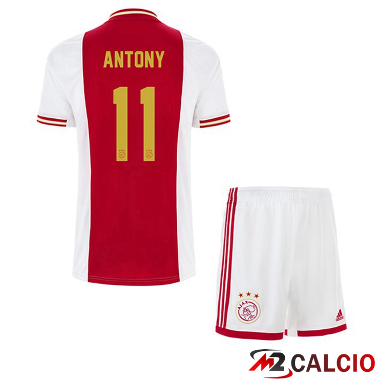 Maglie Calcio AFC Ajax (Antony 11) Bambino Prima Bianco Rosso 2022/2023