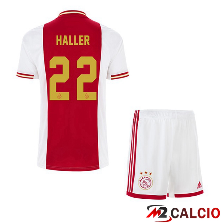 Maglie Calcio AFC Ajax (Haller 22) Bambino Prima Bianco Rosso 2022/2023