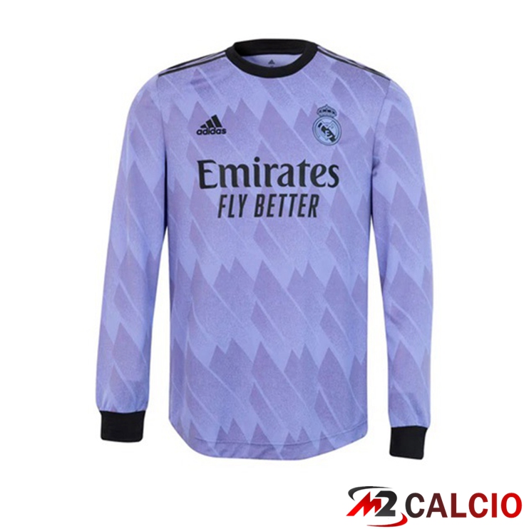 Maglie Calcio Real Madrid Seconda Maniche Lunghe Porpora 2022/2023