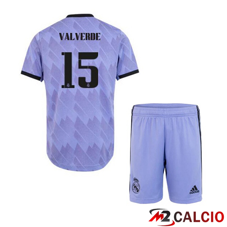 Maglie Calcio Real Madrid (Valverde 15) Bambino Seconda Porpora 2022/2023