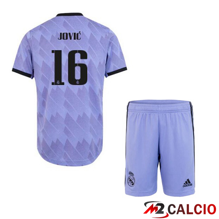 Maglie Calcio Real Madrid (Jović 16) Bambino Seconda Porpora 2022/2023