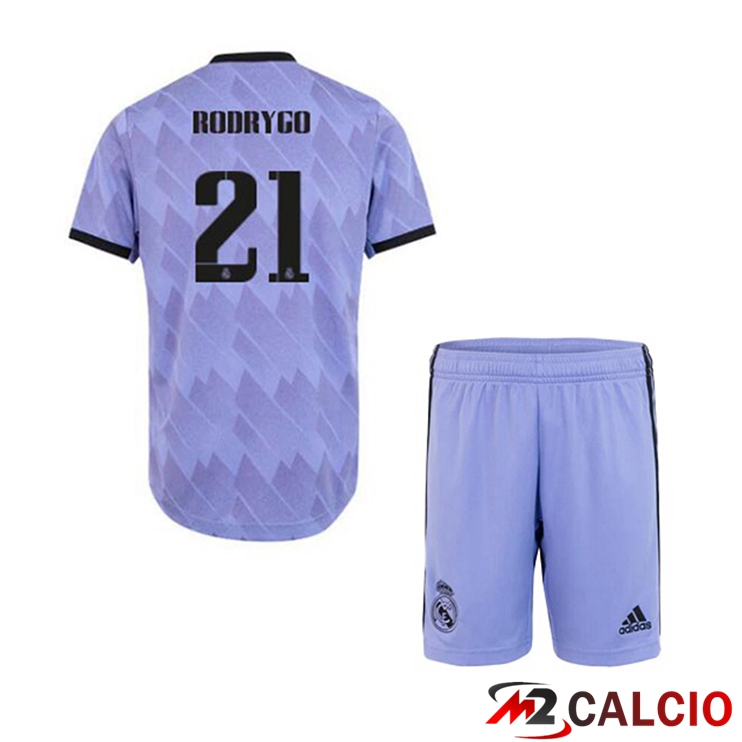 Maglie Calcio Real Madrid (Rodrygo 21) Bambino Seconda Porpora 2022/2023