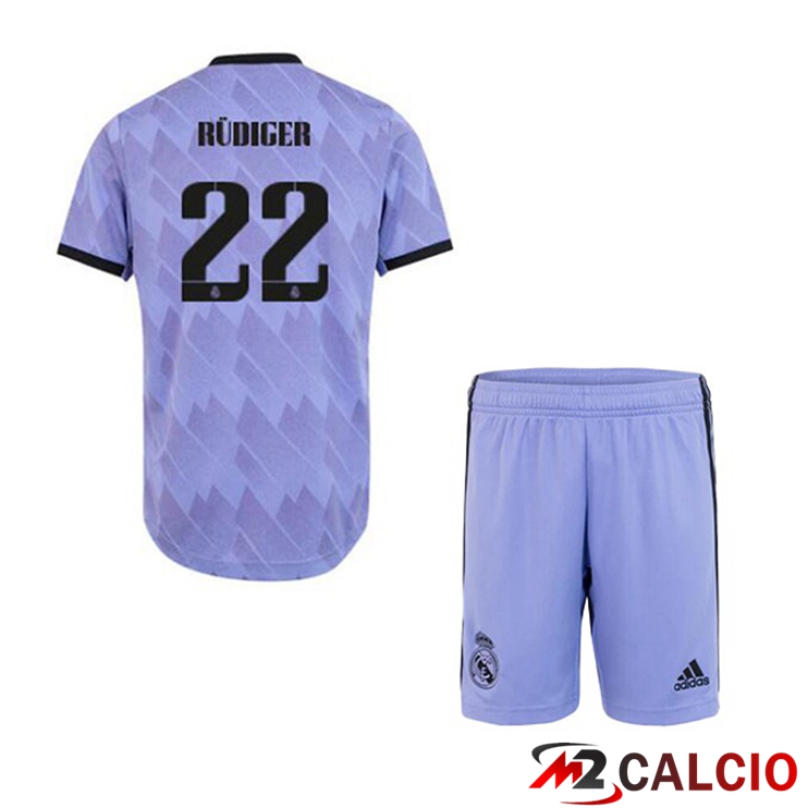 Maglie Calcio Real Madrid (Rüdiger 22) Bambino Seconda Porpora 2022/2023