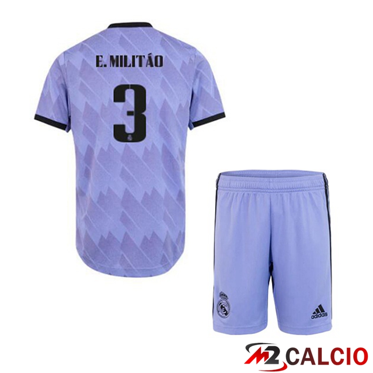 Maglie Calcio Real Madrid (E. Militão 3) Bambino Seconda Porpora 2022/2023