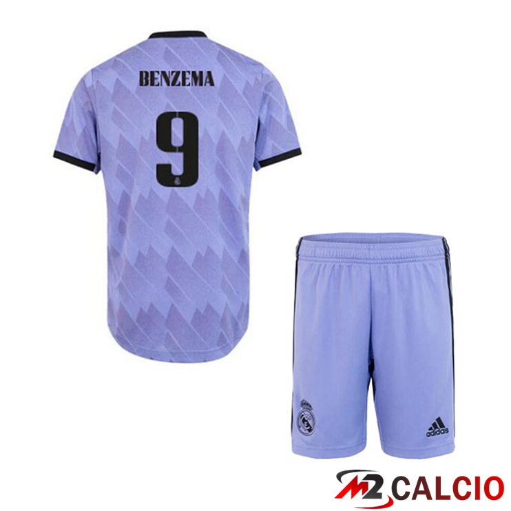 Maglie Calcio Real Madrid (Benzema 9) Bambino Seconda Porpora 2022/2023
