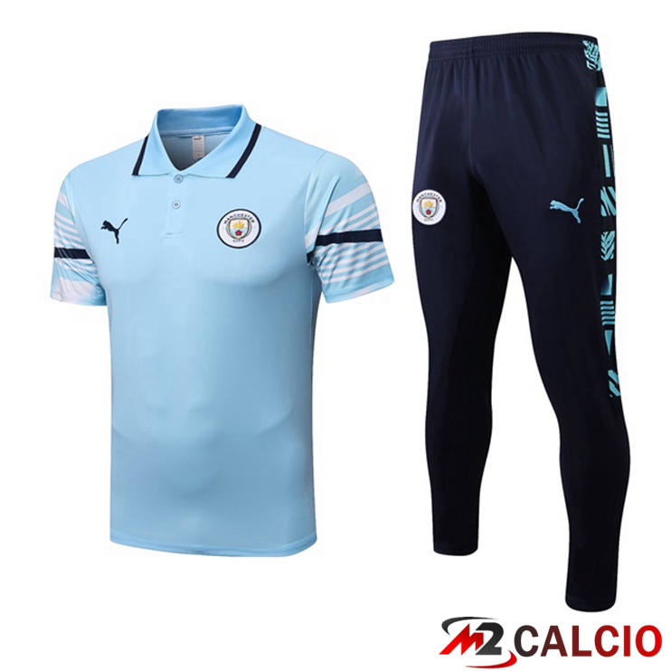 Maglia Polo Manchester City Uomo + Pantaloni Blu 2022/2023