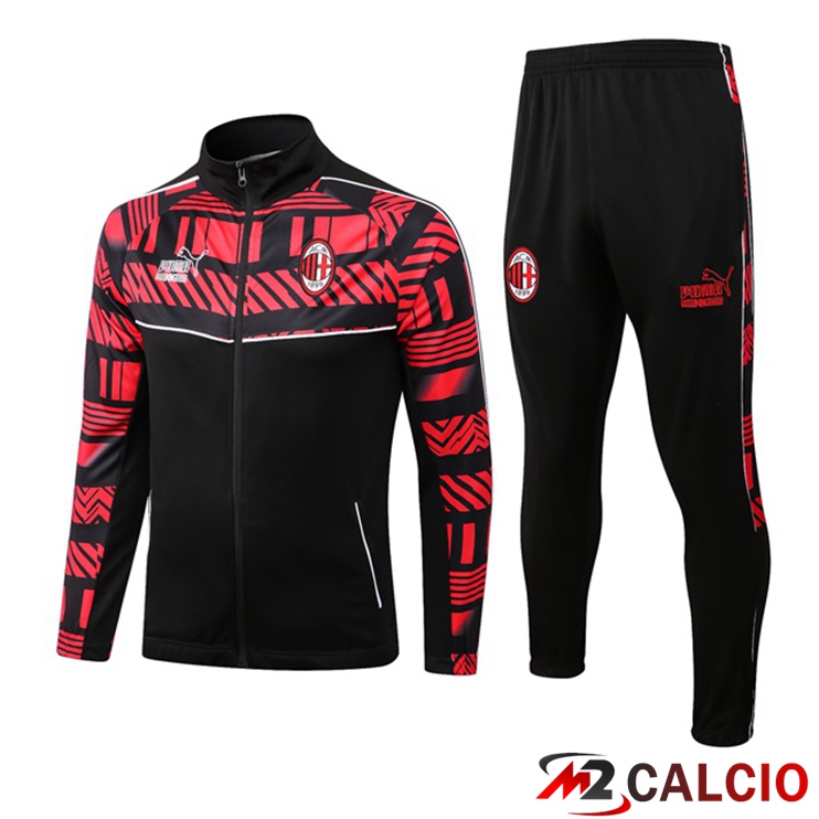 Insieme Tuta Calcio - Giacca AC Milan Nero Rosso 2022/2023