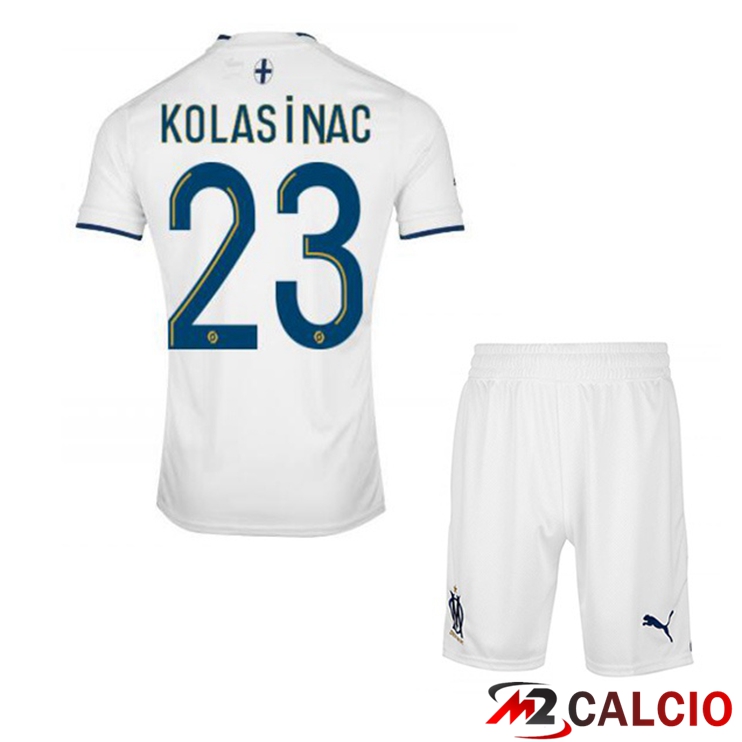 Maglie Calcio Marsiglia OM (KOLASINAC 23) Bambino Prima Bianco 2022/2023