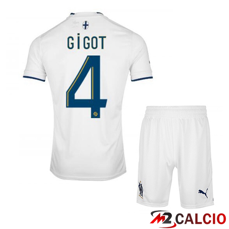 Maglie Calcio Marsiglia OM (GIGOT 4) Bambino Prima Bianco 2022/2023