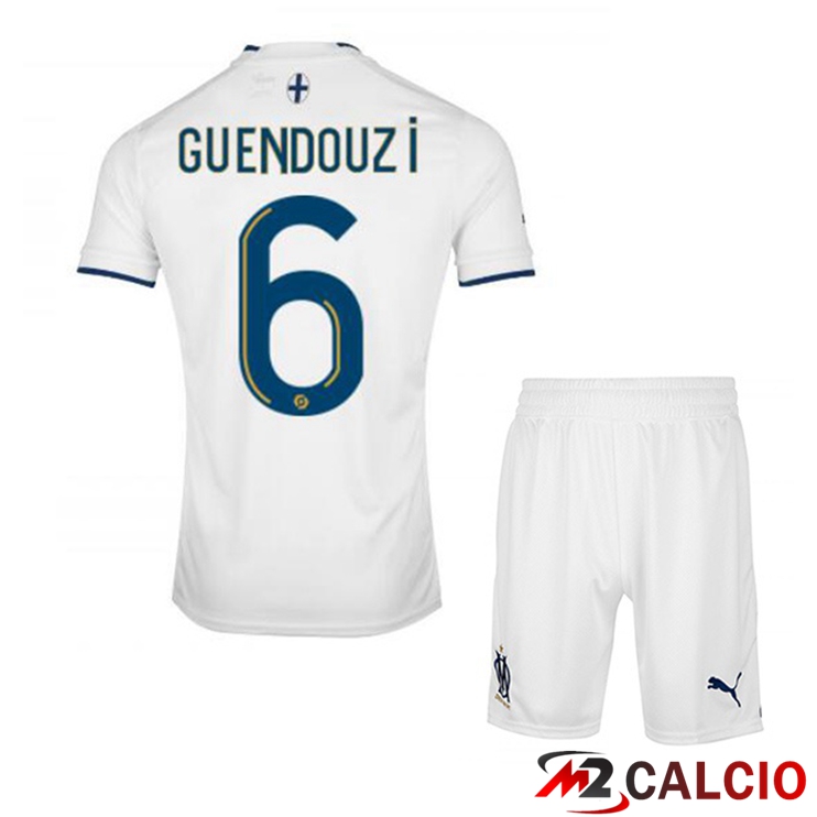 Maglie Calcio Marsiglia OM (GUENDOUZI 6) Bambino Prima Bianco 2022/2023