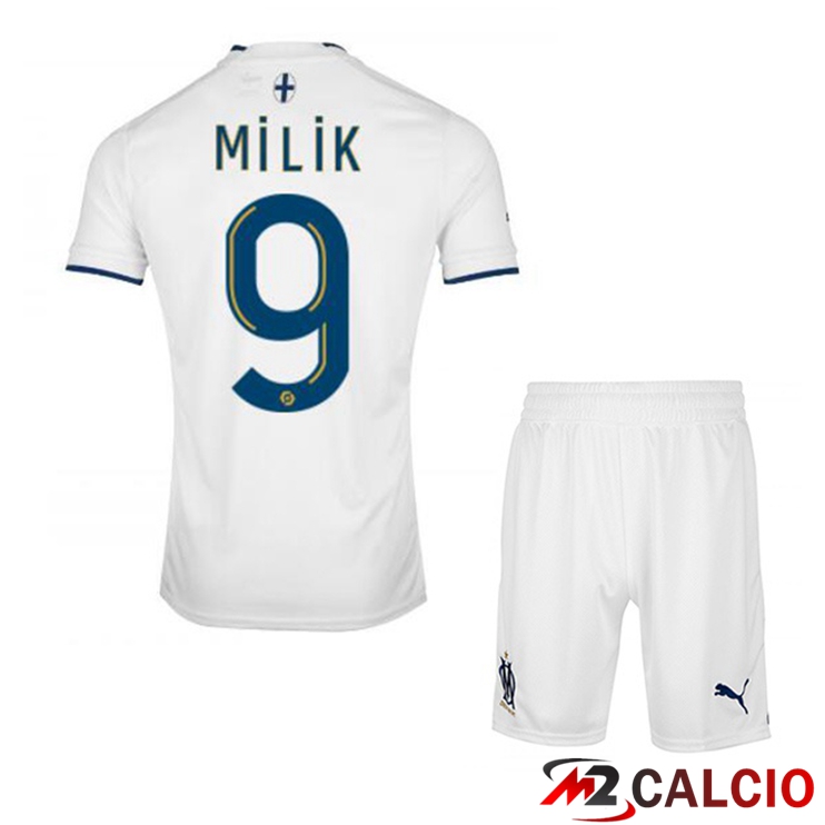 Maglie Calcio Marsiglia OM (MILIK 9) Bambino Prima Bianco 2022/2023