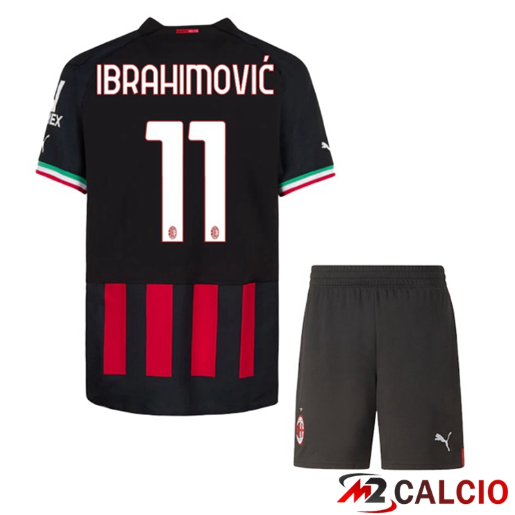 Maglie Calcio AC Milan (IBRAHIMOVIĆ 11) Bambino Prima Rosso 2022/2023