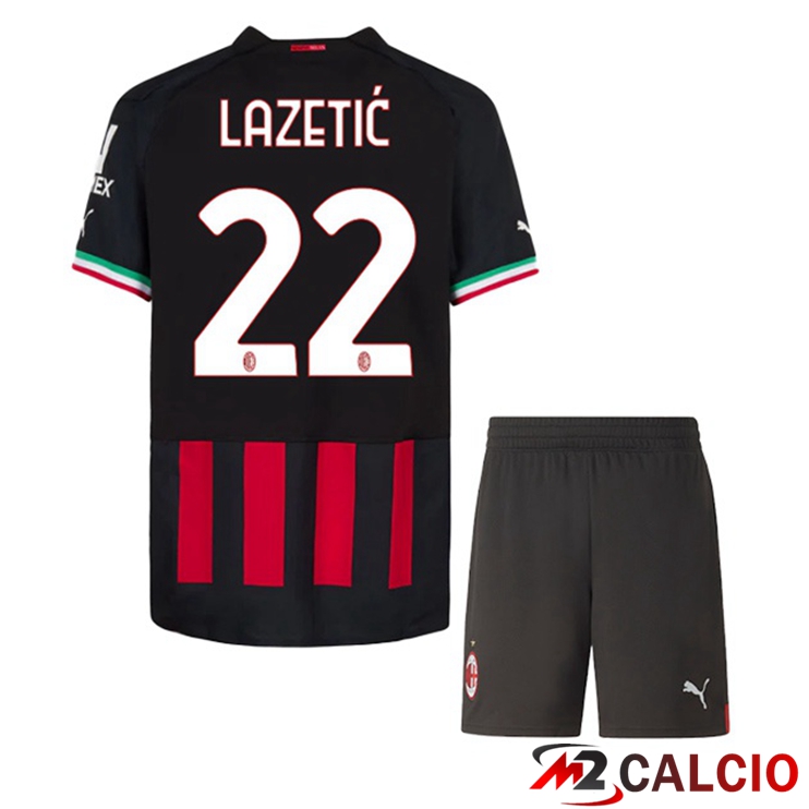 Maglie Calcio AC Milan (LAZETIĆ 22) Bambino Prima Rosso 2022/2023