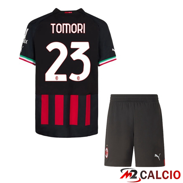 Maglie Calcio AC Milan (TOMORI 23) Bambino Prima Rosso 2022/2023
