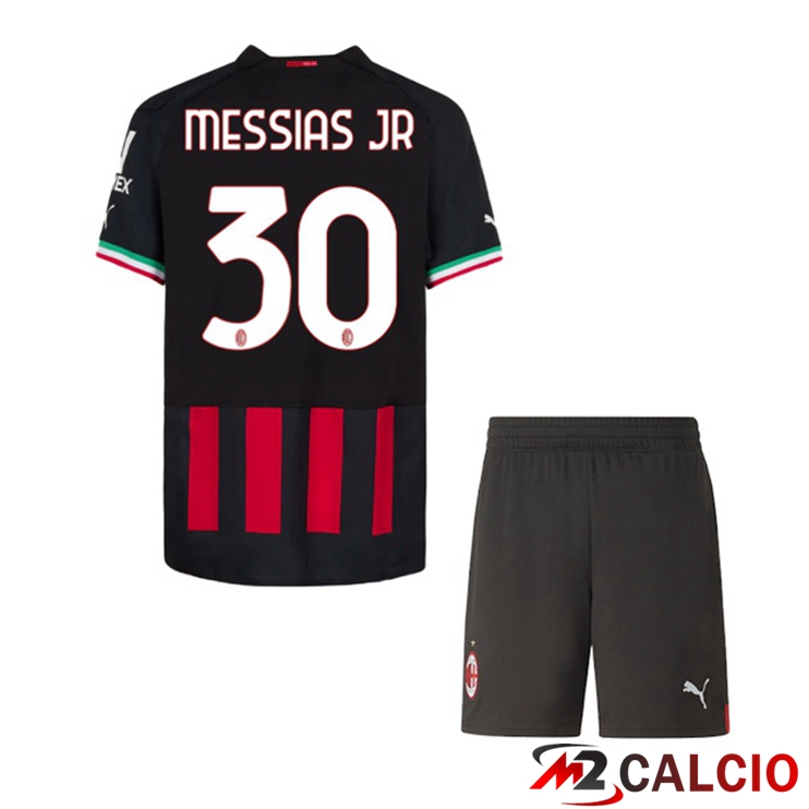 Maglie Calcio AC Milan (MESSIAS JR 30) Bambino Prima Rosso 2022/2023