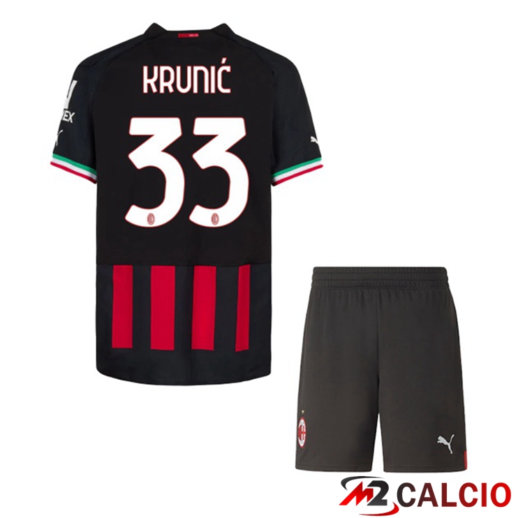 Maglie Calcio AC Milan (KRUNIĆ 33) Bambino Prima Rosso 2022/2023