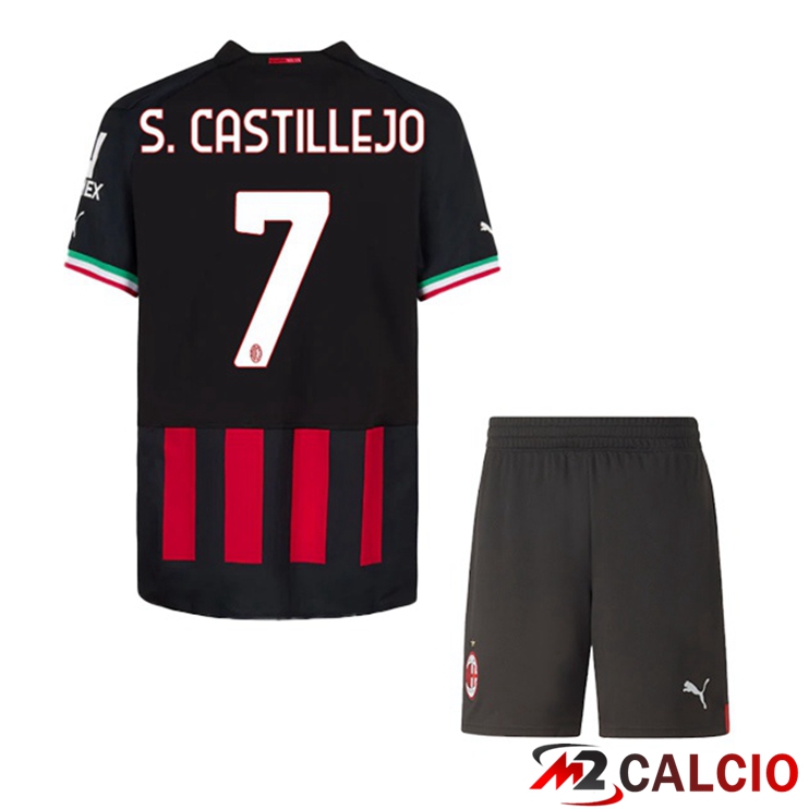 Maglie Calcio AC Milan (S. CASTILLEJO 7) Bambino Prima Rosso 2022/2023
