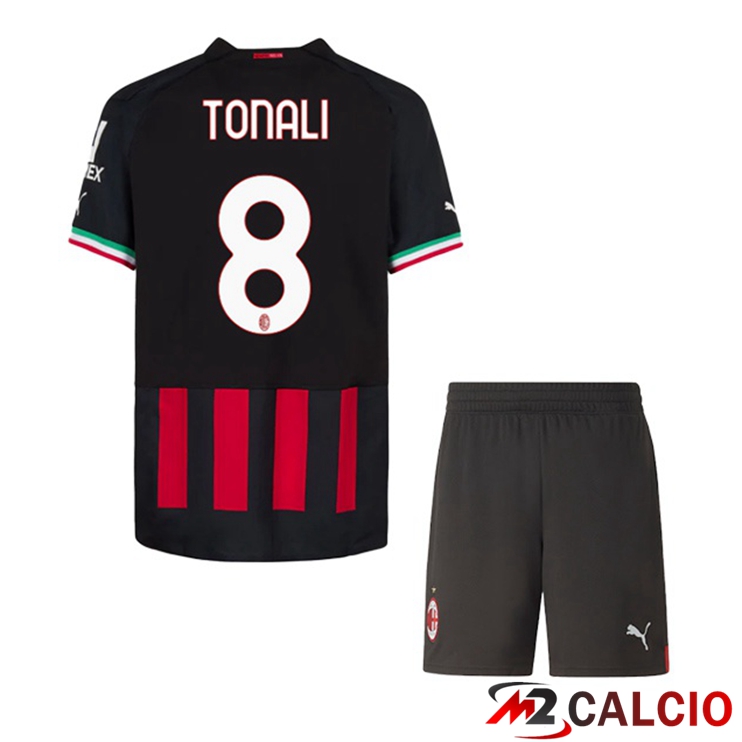 Maglie Calcio AC Milan (TONALI 8) Bambino Prima Rosso 2022/2023