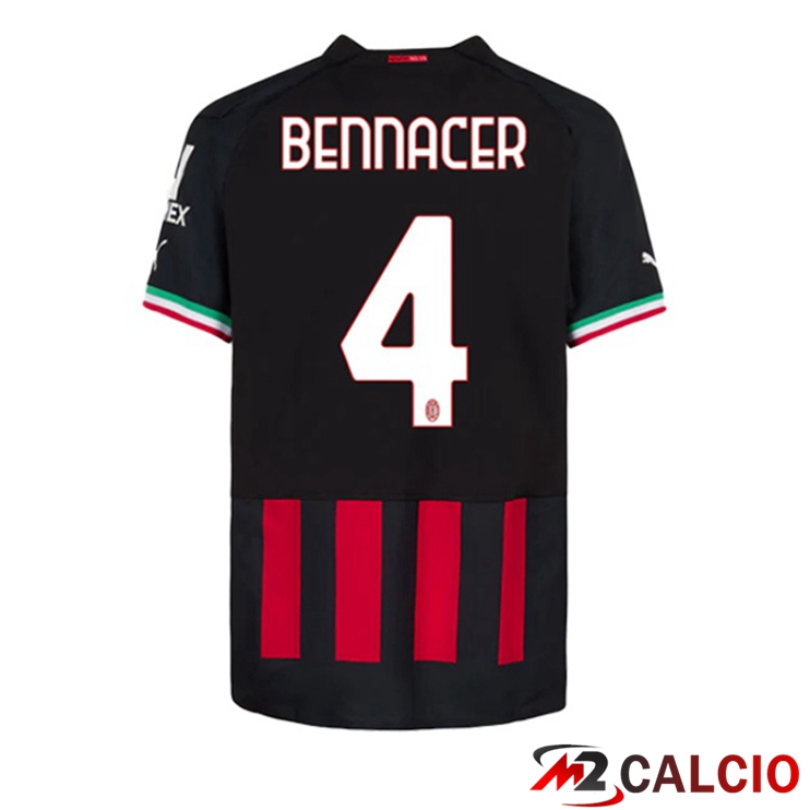 Maglie Calcio AC Milan (BENNACER 4) Prima Rosso 2022/2023