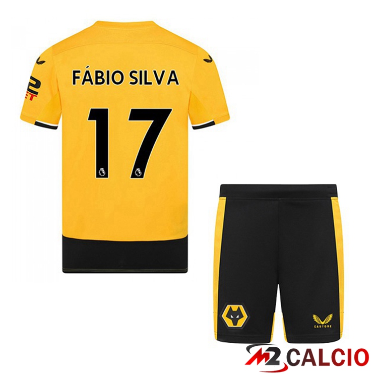 Maglie Calcio Wolves (FABIO SILVA 17) Bambino Prima Giallo 2022/2023