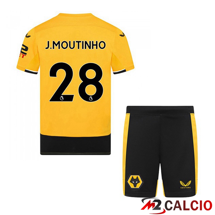 Maglie Calcio Wolves (J. MOUTINHO 28) Bambino Prima Giallo 2022/2023