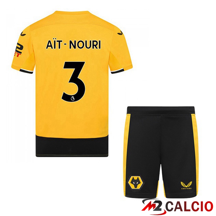 Maglie Calcio Wolves (AIT-NOURI 3) Bambino Prima Giallo 2022/2023