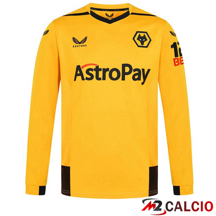 Maglie Calcio Wolves Prima Maniche Lunghe Giallo 2022/2023