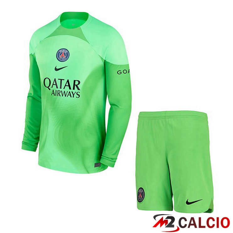 Maglie Calcio Paris PSG Bambino Portiere Maniche Lunghe Verde 2022/2023