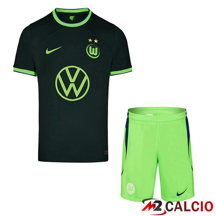 Maglie Calcio Vfl Wolfsburg Bambino Seconda Nero 2022/2023