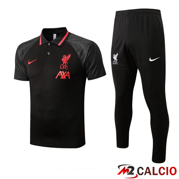 Maglia Polo FC Liverpool Uomo + Pantaloni Nero 2022/2023