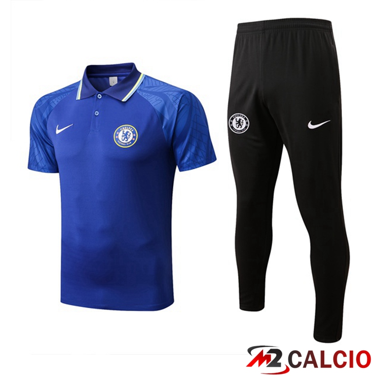Maglia Polo FC Chelsea Uomo + Pantaloni Blu 2022/2023
