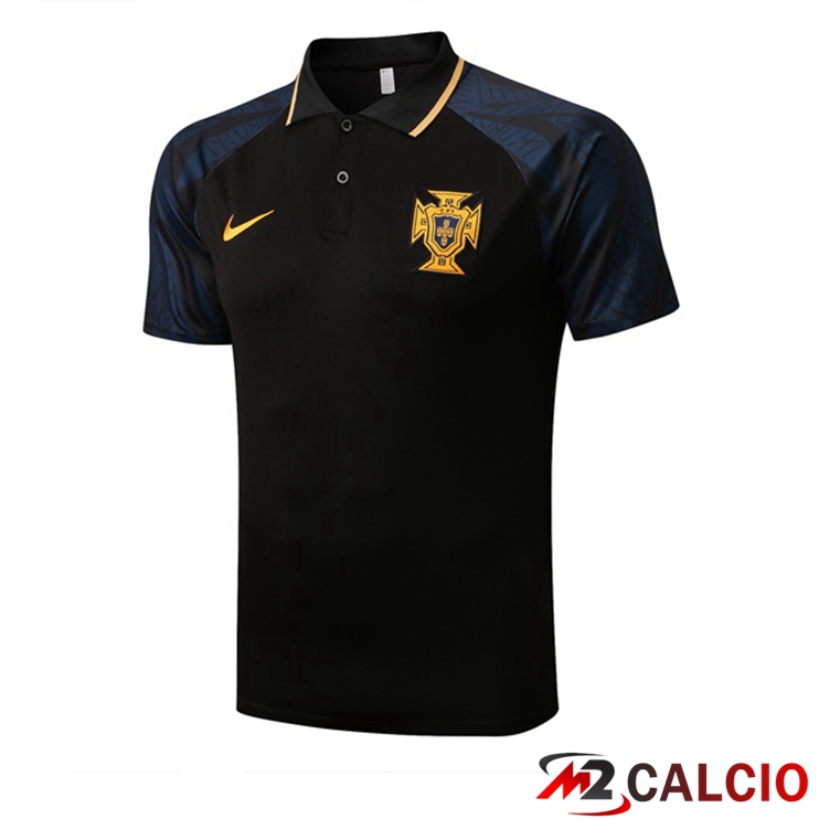 Maglia Polo Portogallo Uomo Nero 2022/2023