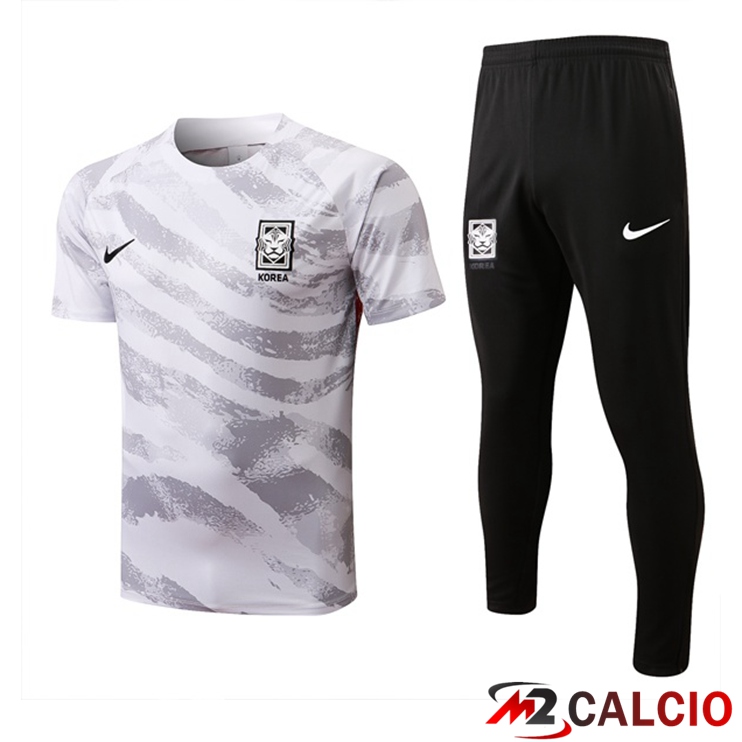 T Shirt Allenamento Corea + Pantaloni Bianco 2022/2023