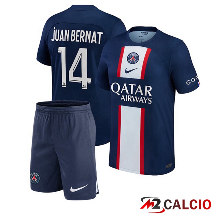 Maglie Calcio Paris PSG (Juan Bernat 14) Bambino Prima Blu Royal 2022/2023