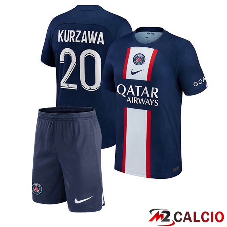 Maglie Calcio Paris PSG (Kurzawa 20) Bambino Prima Blu Royal 2022/2023