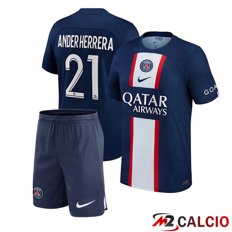 Maglie Calcio Paris PSG (Ander Herrera 21) Bambino Prima Blu Royal 2022/2023